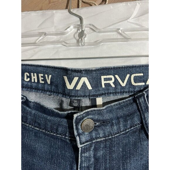 RVCA Chev Mens 36 x 31 Dark Wash Denim Straight Leg Jeans - Picture 3 of 4